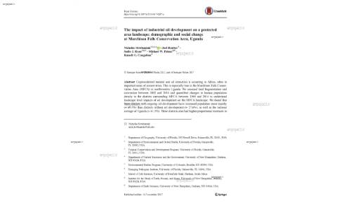 The impact of industrial oil development on a protected area landscape: demographic and social change at Murchison Falls Conservation Area, Uganda